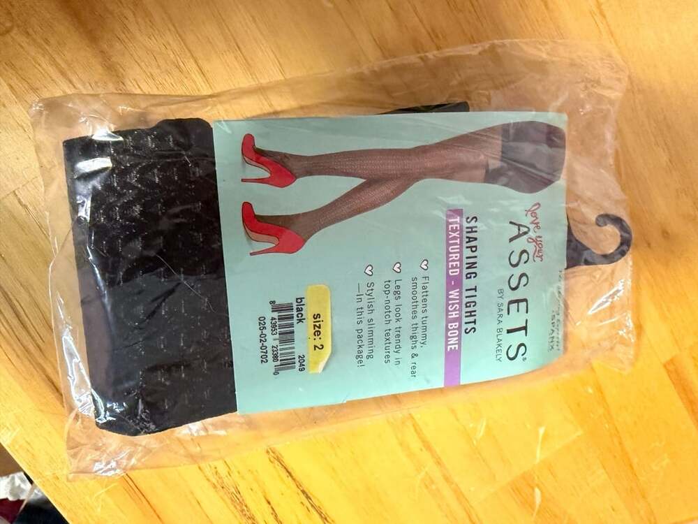 Assets by Sara Blakely Shaping Tights Size 2 Black Wish Bone